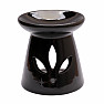 Duftlampe aus Keramik mit schwarzem Lotusmotiv