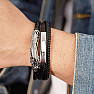 Herren Dreifach-Lederarmband Piuma Edelstahldekor