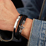 Herren Dreifach-Lederarmband Ancora Edelstahldekor
