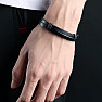 Herren Lederarmband Open Sky Elegance schwarzes Dekor