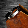Herren Lederarmband Open Sky Elegance schwarzes Dekor