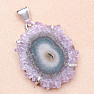 Amethyst geschnitten von Stalaktiten Anhänger Silber Ag 925 P1068