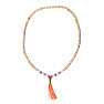 Japa Mala Halskette aus Holzperlen, Thulit und Rosenquarz