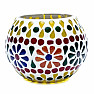 Kerzenglas für Tee- und Votivkerzen rund Mosaik mehrfarbig