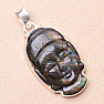 Labradorit Regenbogen geschnitzter Buddha-Anhänger Silber Ag 925 P236