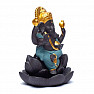 Ständer für Räucherkegel mit fließendem Rauch von Ganesha auf einer Lotusblüte