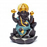 Ständer für Räucherkegel mit fließendem Rauch von Ganesha auf einer Lotusblüte