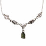 Halskette aus Moldavit, Herkimer-Diamanten und Meteoriten, Silber Ag 925 N53