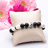 Schwarzes Achat- und Perlmutt-Armband aus Porzellan-Blumenperlen, RB-Design 143