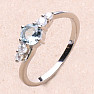 Silberring mit geschliffenem Aquamarin und Zirkonen Ag 925 011580 AQ