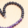 Lavastein-Halskette mit Satin-Amethyst