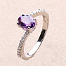 Silberring mit afrikanischem Amethyst und Zirkonen Ag 925 017195 AFAM