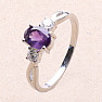 Silberring mit afrikanischem Amethyst und großen Zirkonen Ag 925 012108 AFAM