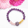 Amethyst mit Rose, Sagenit und Kunzit Autorenarmband RB Design 150