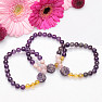 Amethyst mit Rose, Sagenit und Kunzit Autorenarmband RB Design 150