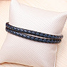 Wickelarmband aus blau-schwarzem Leder für Herren 42 cm