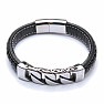 Schwarzes Herrenarmband aus massivem Leder Curb