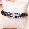 Schwarzes festes Lederarmband für Herren Knot