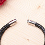 Doppelarmband aus schwarzem Leder für Herren mit Metallverzierungen