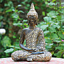 Meditierende Buddha-Statue aus Thailand in grauem Gewand, 33 cm