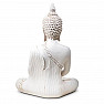 Buddha meditierend Thai Statuette weiß Antik-Look