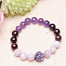 Roter Granat, lila Amethyst, lila Kunzit mit Rose, Autorenarmband RB Design 151