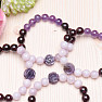 Roter Granat, lila Amethyst, lila Kunzit mit Rose, Autorenarmband RB Design 151