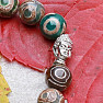 Achat Dzi Tibetisches Armband bräunlich grün mit Buddhakopf