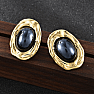 Ohrringe aus Edelstahl, oval, mit Perle