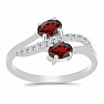 Silberring mit geschliffenem Granat und Zirkonen Ag 925 026069 GT