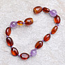 Cognac-Bernsteinarmband mit Amethyst für Kinder