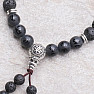 Lavastein Buddha Mala Armband mit schwarzem Achat