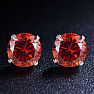 Silberne Ohrringe mit Zirkonen, AA-Qualität, ROT