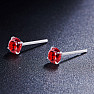 Silberne Ohrringe mit Zirkonen, AA-Qualität, ROT