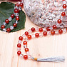 Japa Mala Halskette aus Karneolperlen und Kristall
