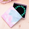 Geschenkbox aus rosa-blauem Papier für Ringe und Ohrringe 9,2 x 9,2 cm