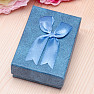 Papiergeschenkbox blau mit Schleife für Ringe und Ohrringe 6,3 x 9,3 cm