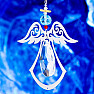 Heavenly Angel Feng Shui Fenstervorhang aus Metall und blauer Kristallperle