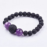 Halskette und Armband aus Lavastein mit Amethyst