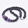 Halskette und Armband aus Lavastein mit Amethyst