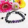 Armband aus Amethyst und Lavastein mit Shamballa-Verschluss