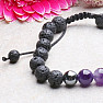 Armband aus Amethyst und Lavastein mit Shamballa-Verschluss