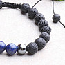 Armband aus Lapislazuli und Lavastein mit Shamballa-Verschluss