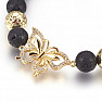 Bellezza Nera Goldfarbenes Schmetterlings-Lavastein-Armband