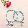 Mutter-Tochter-Armbänder aus azurblauen Perlen mit Engeln und Herzen
