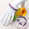 Set aus fünf Armbändern - Amethyst, Roségold, weiße Jade