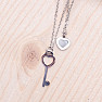 Halskette doppelt Edelstahl Herz mit Perlmutt und Schlüssel 42 cm