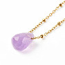 Amethyst geschliffener Tropfen mit Edelstahlkette