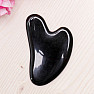 Gua Sha aus schwarzem Obsidian in Herzform