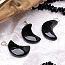 Halbmondförmiger Anhänger aus schwarzem Obsidian